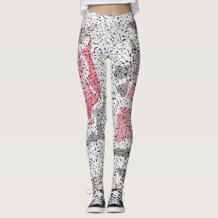 Dots Pointillismus Kreise Schwarz-weiß rosa Rosa Leggings