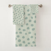 Dots Sage Green Badhandtuch Set (Insitu)