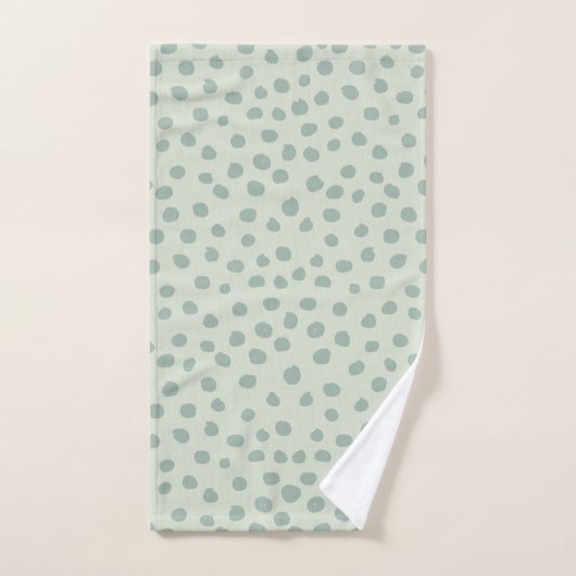 Dots Sage Green Badhandtuch Set (Handtuch)