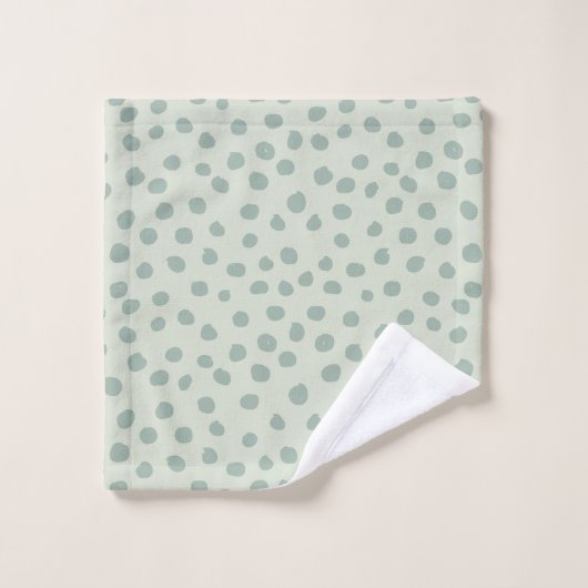 Dots Sage Green Badhandtuch Set (Waschlappen)