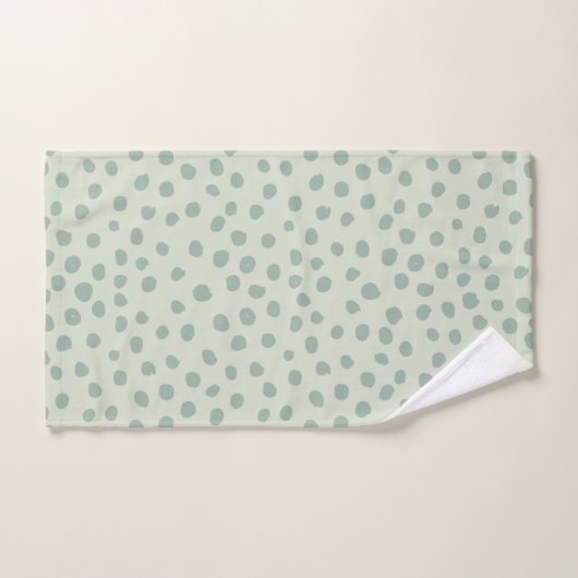 Dots Sage Green Badhandtuch Set (Handtuch)