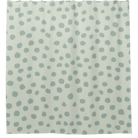 Dots Sage Green Duschvorhang (Vorderseite)