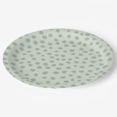 Dots Sage Green Pappteller (Schrägansicht)