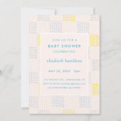Dots & Squares Pink & Blue Baby Shower Invitation Einladung (Vorderseite)