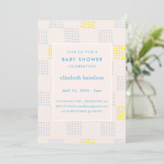 Dots & Squares Pink & Blue Baby Shower Invitation Einladung