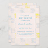 Dots & Squares Pink & Blue Baby Shower Invitation Einladung (Vorne/Hinten)