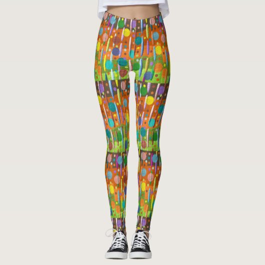 Dots Stripes mehrfarbig Candy Confetti Bright Leggings (Vorderseite)