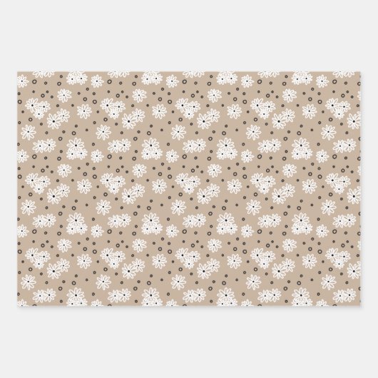 Dots - Taupe, Schwarz und Weiß Geschenkpapier Set (Vorderseite 3)