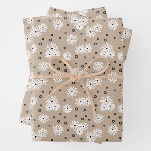 Dots - Taupe, Schwarz und Weiß Geschenkpapier Set (Beispiel)