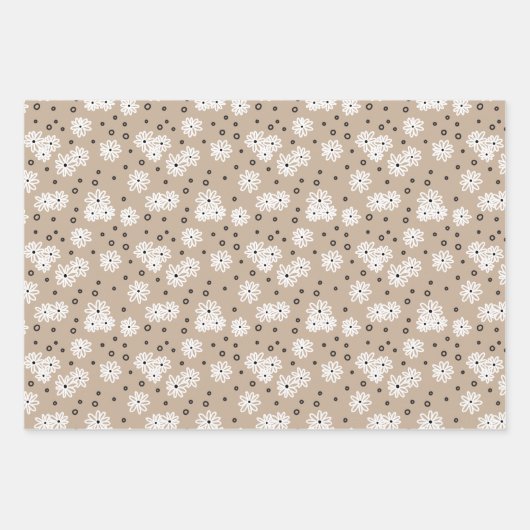 Dots - Taupe, Schwarz und Weiß Geschenkpapier Set (Vorderseite)