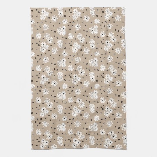 Dots - Taupe, Schwarz und Weiß Geschirrtuch (Vertikal)