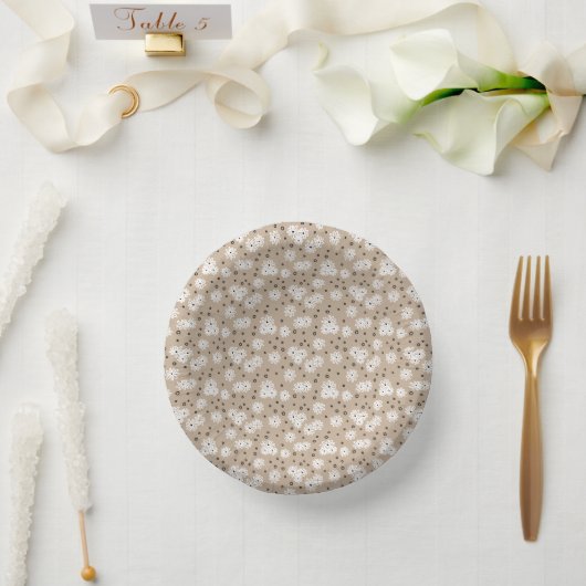 Dots - Taupe, Schwarz und Weiß Pappteller (Hochzeit)