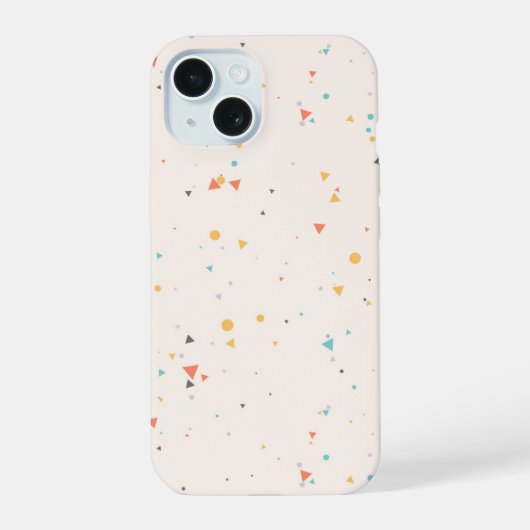 Dots & Triangle Confetti-Muster iPhone 15 Hülle (Rückseite)