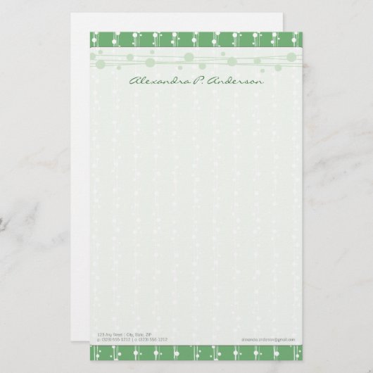 Dots und Strohbeleuchtung Grüne, individuell angep Briefpapier (Vorne/Hinten)