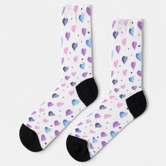 Dots Watercolor Muster Pink Blau Lila Socken (Linkes Detail)