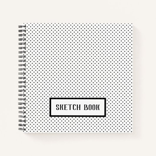 Dots White Black Polka Dot Sketch Notizblock (Vorderseite)