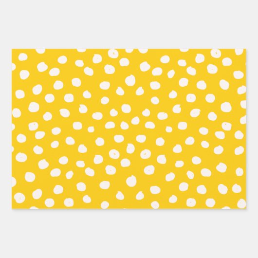 Dots Wild Animal Print Gelb und Weiß Spots Geschenkpapier Set (Vorderseite 2)