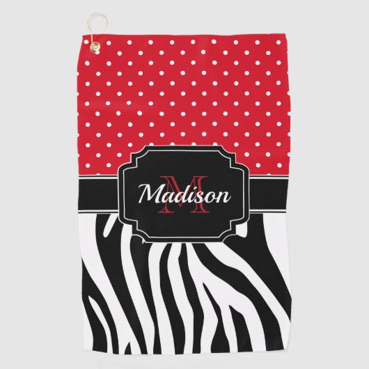 Dots & Zebra Print Golfhandtuch (Vorderseite)