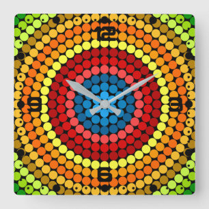 Dotted Abstrakt Mandala Art Design-65904 Quadratische Wanduhr
