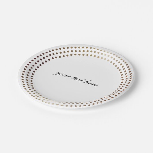 Dotted Gold Circles Moderne Dots Party Teller (Schrägansicht)