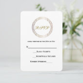 Dotted Gold Circles Moderne Dots Wedding RSVP Card (Stehend Vorderseite)