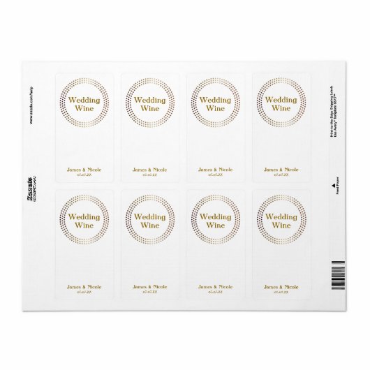 Dotted Gold Circles Moderne Dots Wine Labels (Vorne)