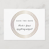 Dotted Gold Circles Moderne Save the Date Postkart Ankündigungspostkarte (Vorderseite)