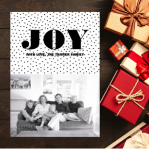 Dotted Joy Holiday Foto Card   Schwarz Feiertagskarte