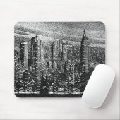 Dotted Pop Art Retro New York City Black White Mousepad (Mit Mouse)