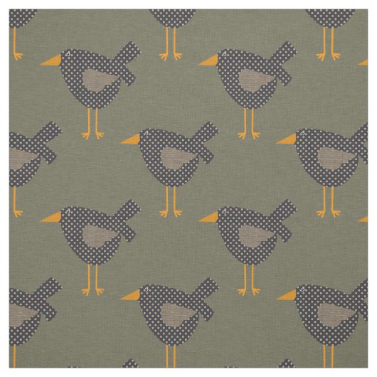 Dotted prim Black Crows on Dark Green Brown Stoff (Muster)