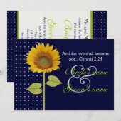 Dotted Sunflower 3 Hochzeit Einladung (Vorne/Hinten)