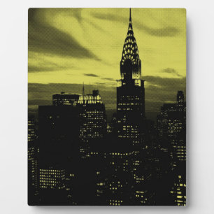 Dotted Yellow Black New York City Fotoplatte