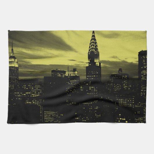 Dotted Yellow Black New York City Handtuch (Horizontal)