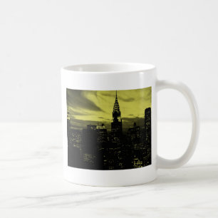 Dotted Yellow Black New York City Kaffeetasse