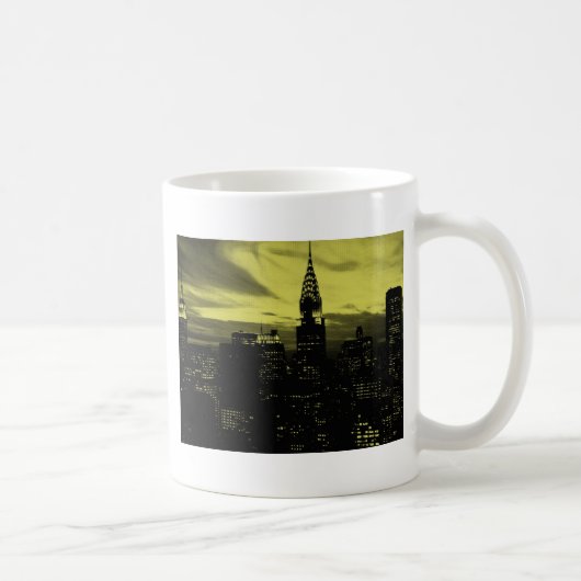 Dotted Yellow Black New York City Kaffeetasse (Rechts)