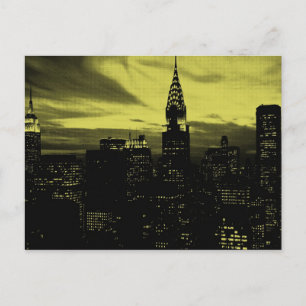 Dotted Yellow Black New York City Postkarte