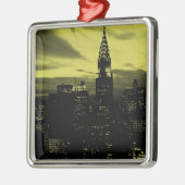 Dotted Yellow Black New York City Silbernes Ornament (Links)