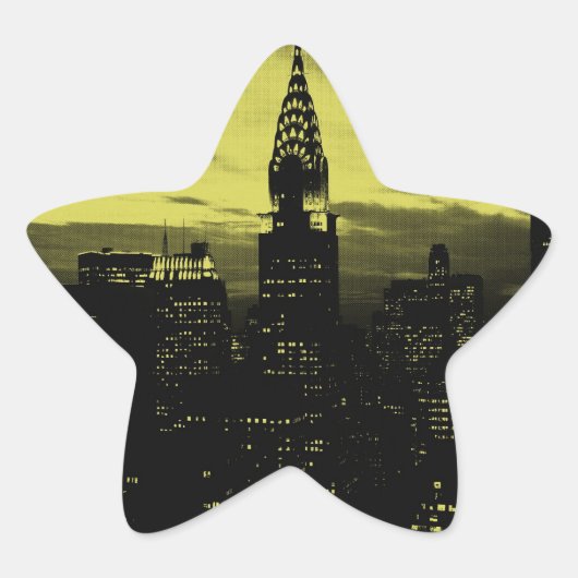 Dotted Yellow Black New York City Stern-Aufkleber (Vorderseite)