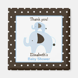 Dottie Elefant-(blauer) quadratischer Magnet