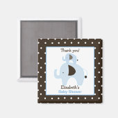 Dottie Elephant (blau) Square Gefallen Magnet (Vorderseite/Rückseite)
