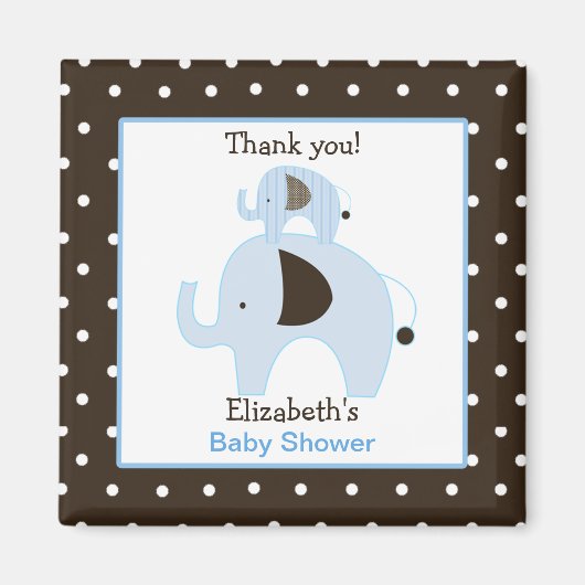 Dottie Elephant (blau) Square Gefallen Magnet (Vorne)