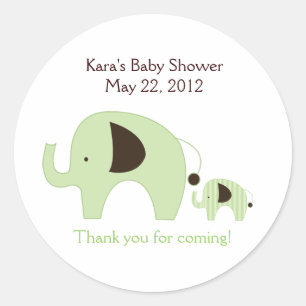 Dottie Elephant Green Baby Showaufkleber Runder Aufkleber