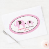 Dottie Elephant (rosa) Custom Oval Favor Sticker (Umschlag)