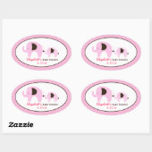Dottie Elephant (rosa) Custom Oval Favor Sticker (Blatt)