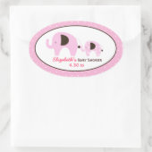 Dottie Elephant (rosa) Custom Oval Favor Sticker (Tasche)