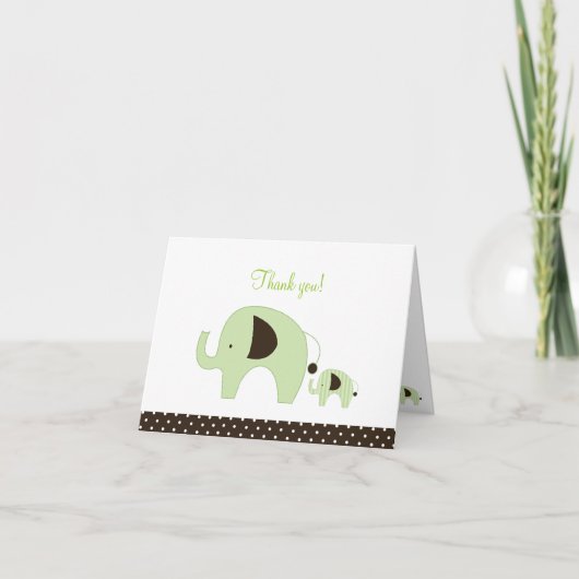 Dottie Green Elephant Folded Thank you notes Dankeskarte (Vorderseite)