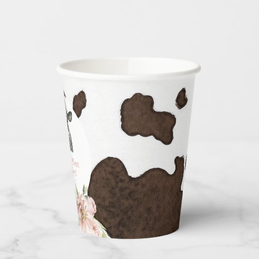 DOTTIE Heilige Kuh Niedliche Blumenfarm 1. Geburts Pappbecher (Links)