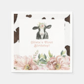 DOTTIE Heilige Kuh Niedliche Blumenfarm 1. Geburts Serviette (Vorderseite)