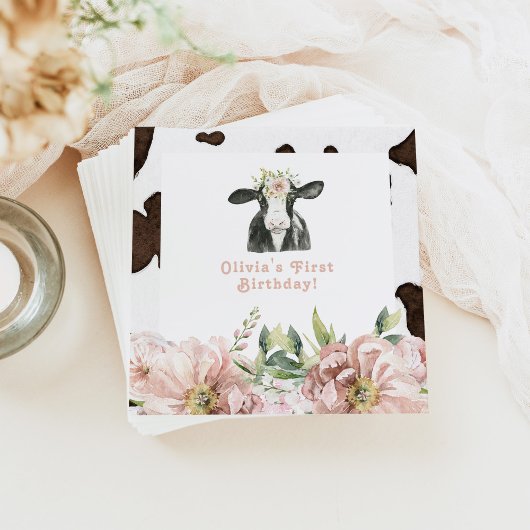 DOTTIE Heilige Kuh Niedliche Blumenfarm 1. Geburts Serviette