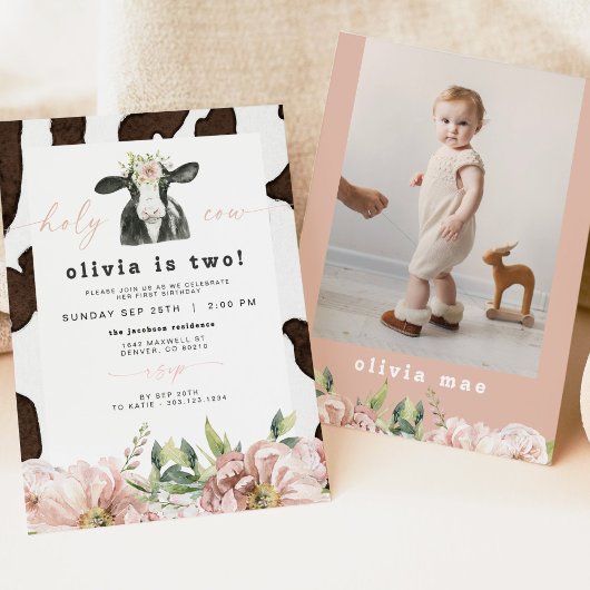 DOTTIE Heilige Kuh Niedliche Blumenfarm 2. Geburts Einladung